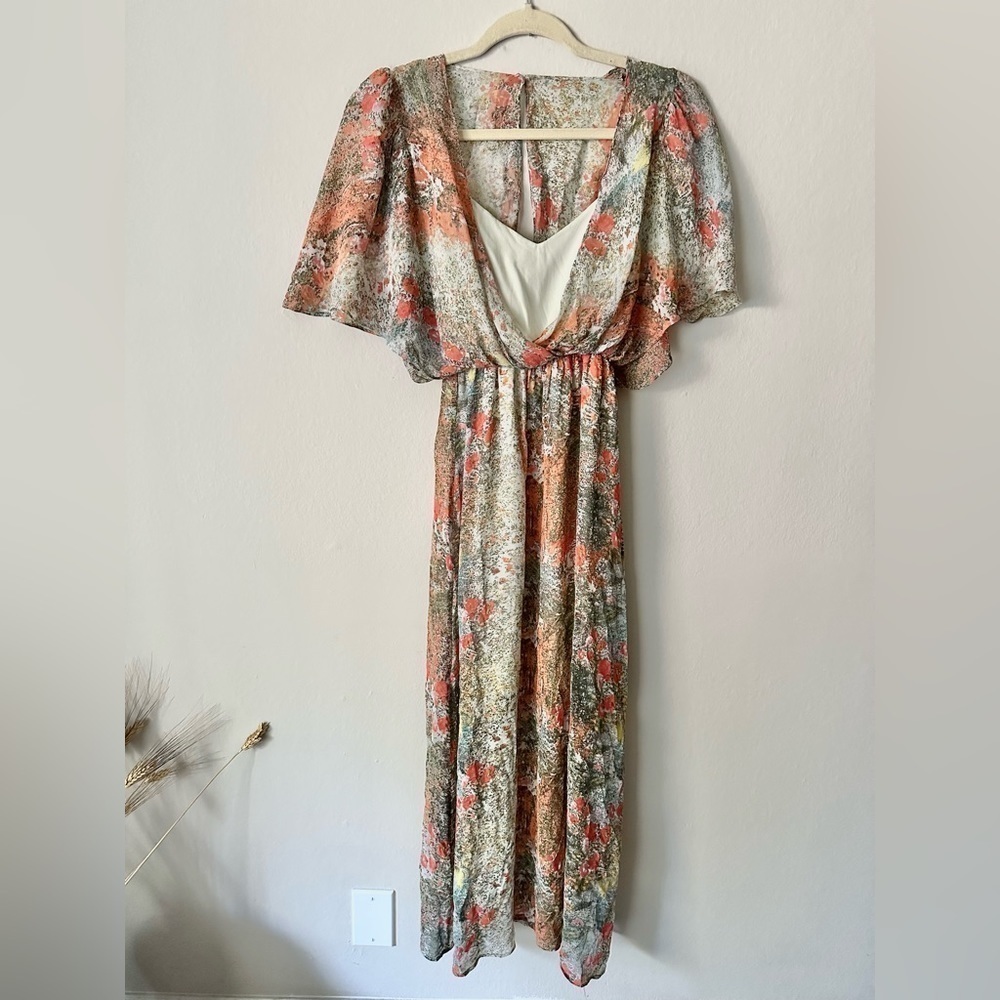 Alice + Olivia Floral Maxi Silk Dress XS Wedding Spring Bridal - Picture 4 of 15